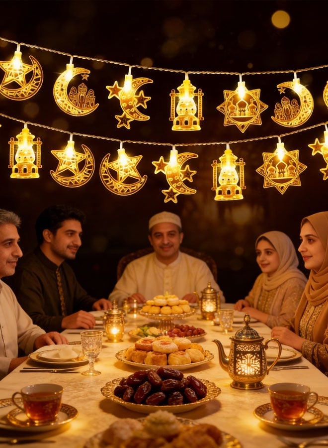 GZYIZHOU Ramadan Lights, 20 LEDs Moon and Star Lights 10FT Battery Operated String Lights Ramadan Decoration  for Home Eid Ramadan Decor, Warm White - Image 4